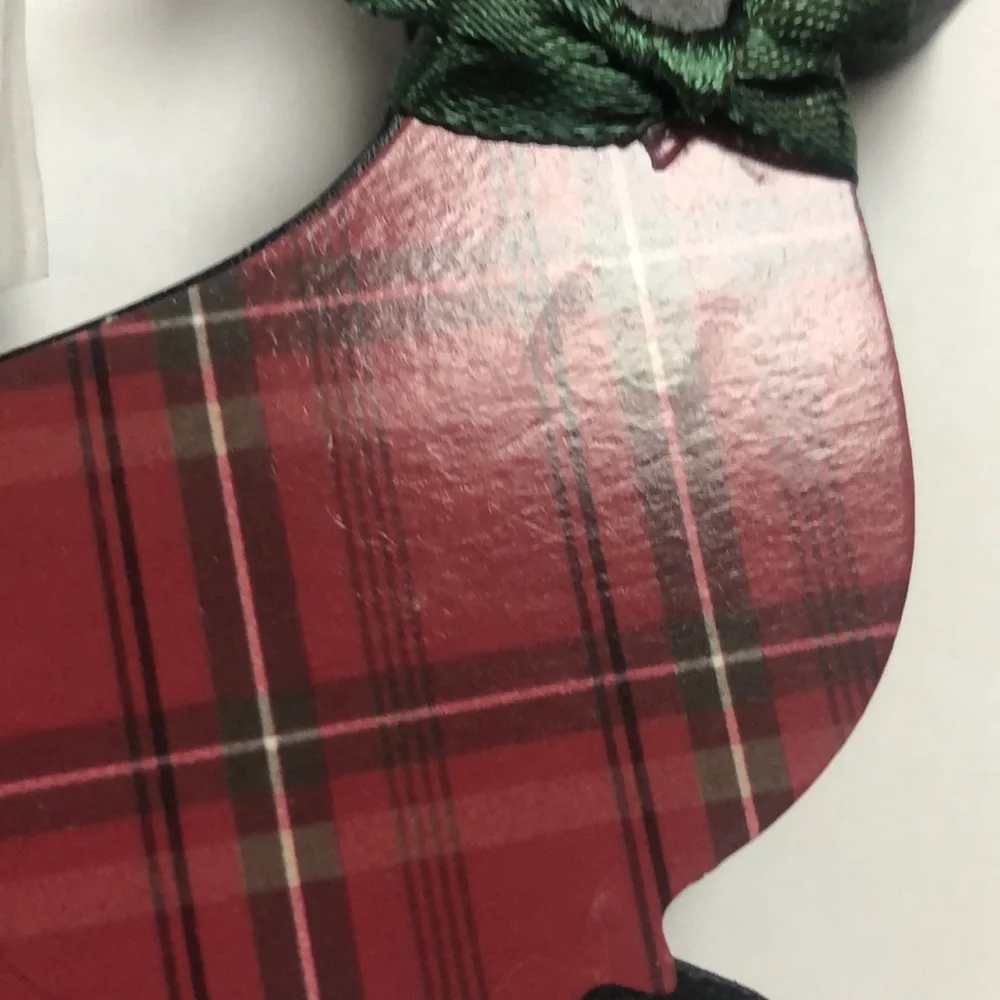 Wood Black Dachshund Dog Santa Hat Red Plaid Sweater Clip Photo Holder N…‎